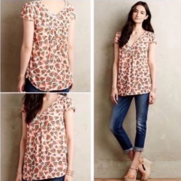 Anthropologie Maeve Watermelon Top - Picture 8 of 15